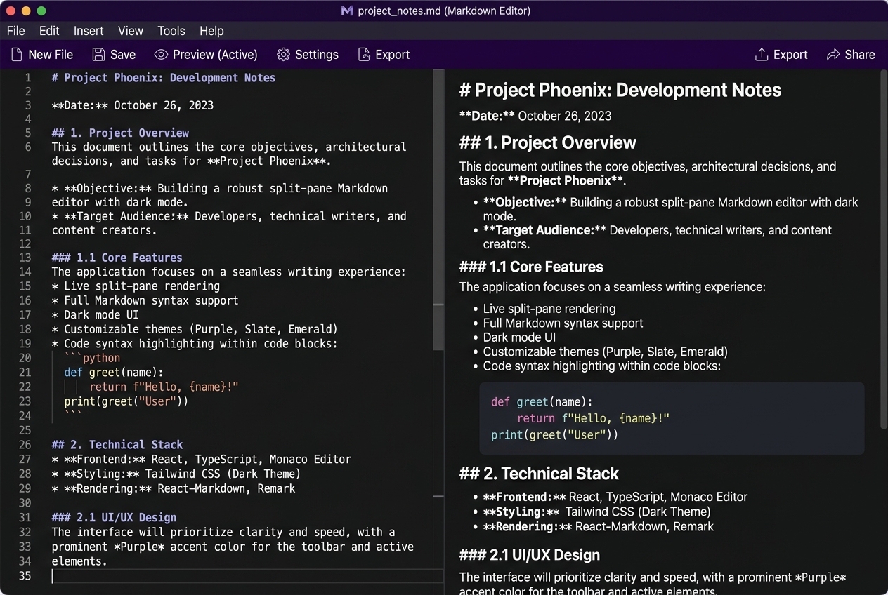 Markdown Editor Pro